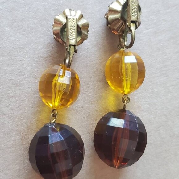 Signed Western Germany Acrylic Ball Clip-on Earrings - Picture 9 of 10